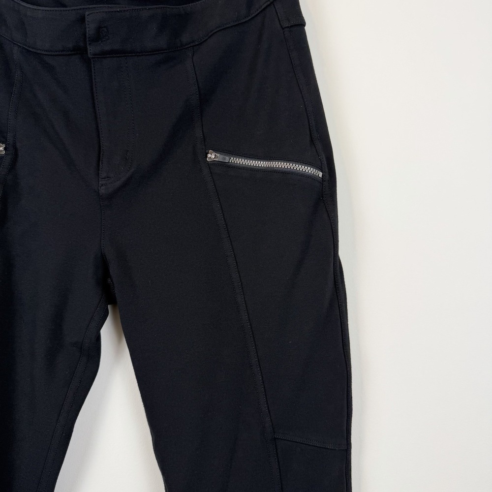 Athleta Ponte Moto Black Pants S8 Slim Fit Zip Pocket Stretch Active Travel - Picture 4 of 16